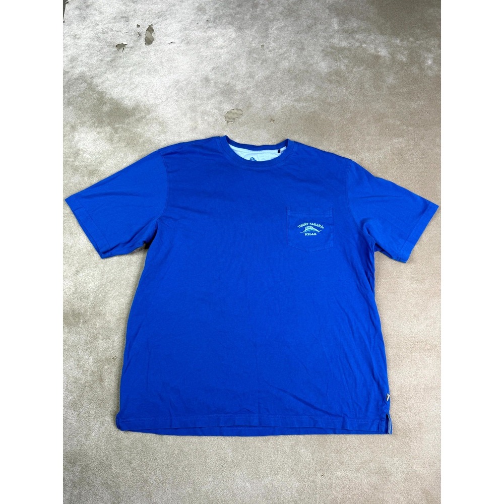 Tommy Bahama Relax T-Shirt Mens Large Royal Blue Whale Logo Cotton Everyday Wear
